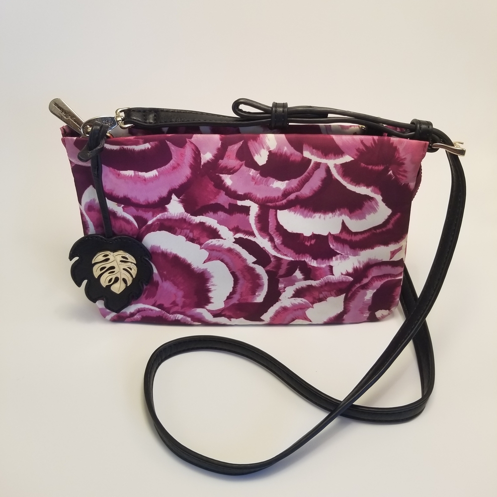 Tommy Bahama Pink and Black Floral Crossbody Bag